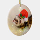 Cute Ferret in Holiday Pet kerstversiering Keramisch Ornament (Rechts)