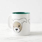Cute Ferret in paaskostume Tweekleurige Koffiemok (Voorkant links)