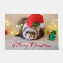 Cute Ferret in Santa Hat Kerstmis