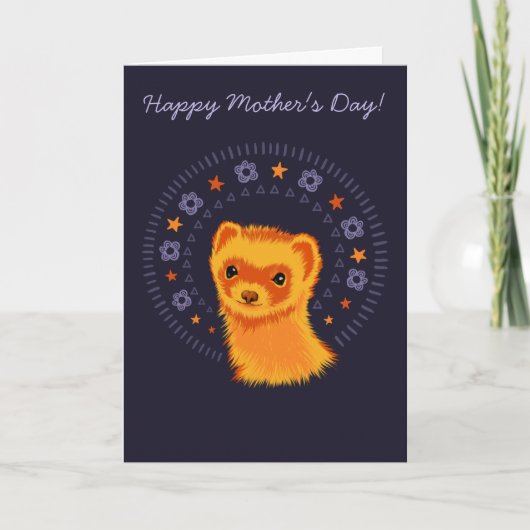 Cute ferret-Moederdag kaart (Voorkant)