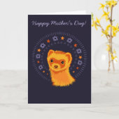 Cute ferret-Moederdag kaart (Gele Bloem)
