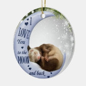 Cute Ferret Slaping Love to Moon Back Animal Keramisch Ornament (Links)
