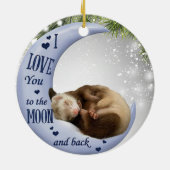 Cute Ferret Slaping Love to Moon Back Animal Keramisch Ornament (Achterkant)