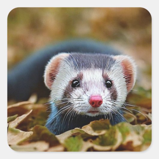 Cute Ferret Vierkante Sticker (Voorkant)