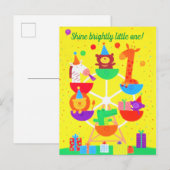 Cute Ferris Wheels Woodland Animals Aankondigingskaart (Voorkant / Achterkant)