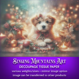 Cute Festieve Kerst Puppy Decoupage Tissuepapier