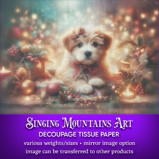 Cute Festieve Kerst Puppy Decoupage Tissuepapier