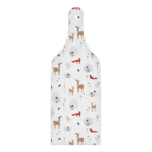 Cute Festive Animals Winter Christmas Pattern. Snijplank (Voorkant)