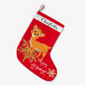 Cute Festive Baby Reindeer Kleine Kerstsok (Voorkant (Hangend))