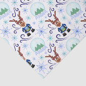 Cute Festive Blue Christmas Reindeer Tissuepapier (Detail)