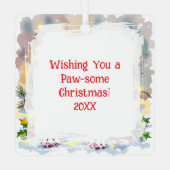 Cute Festive Boston Terrier Personalized Christmas Metalen Ornament (Achterkant)