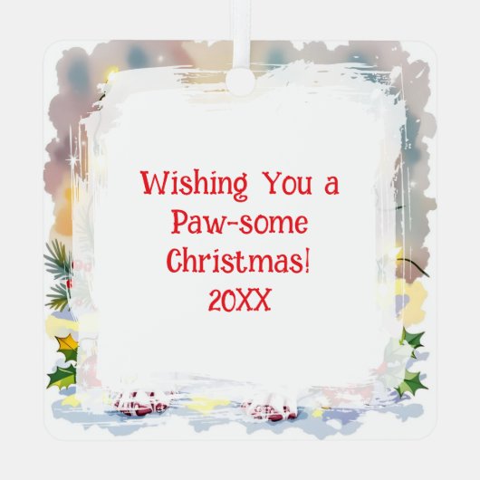 Cute Festive Boston Terrier Personalized Christmas Metalen Ornament (Achterkant)