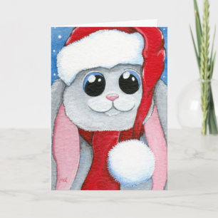 Cute Festive Bunny Rabbit-kerstkaart Feestdagen Kaart