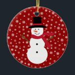 Cute Festive Cartoon Snowman Snowflakes & Stars Keramisch Ornament<br><div class="desc">Rode feestelijke kerstversiering met een schattige sneeuwpop, sterren en sneeuwvlokken. Als u de achtergrondkleur wilt veranderen of één of andere tekst toevoegen klik op de "pas het"knoop aan - er zijn ladingen doopvonten en kleuren om van te kiezen. Voor extra $3 kunt u het ontwerp kopiëren en kleven op de...</div>