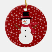 Cute Festive Cartoon Snowman Snowflakes & Stars Keramisch Ornament (Voorkant)