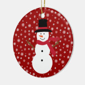 Cute Festive Cartoon Snowman Snowflakes & Stars Keramisch Ornament (Links)
