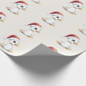 Cute Festive Christmas Goose Duck With Santa Hat Cadeaupapier (Hoek)