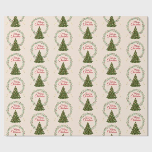 Cute Festive Christmas Tree Print Gift Wrapping Cadeaupapier (Zoom)