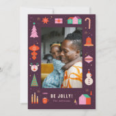 Cute Festive Colorful Frame Family Christmas Photo Feestdagenkaart (Voorkant)