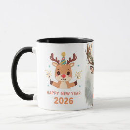 cute festive deer happy new year 2026 coffee mug mok