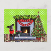 Cute Festive Dog Merry Kerstmis Briefkaart (Voorkant)