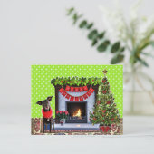 Cute Festive Dog Merry Kerstmis Briefkaart (Staand voorkant)