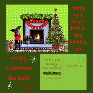Cute Festive Dog Merry Kerstmis Briefkaart