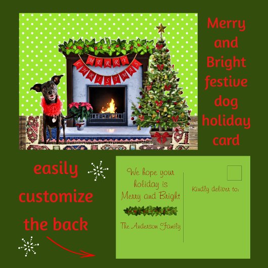 Cute Festive Dog Merry Kerstmis Briefkaart