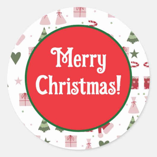 Cute festive editable Merry Christmas Ronde Sticker (Voorkant)