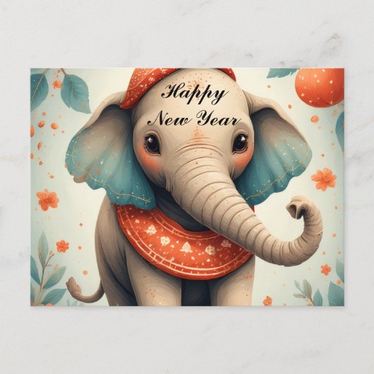 Cute Festive Elephant  Briefkaart (Voorkant)