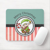 Cute Festive Elf met Candy Cane Merry Kerstmis Muismat (Met muis)