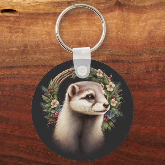 Cute Festive Ferret Sleutelhanger (Achterkant)