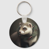 Cute Festive Ferret Sleutelhanger (Achterkant)