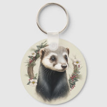Cute Festive Ferret Sleutelhanger