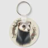 Cute Festive Ferret Sleutelhanger (Achterkant)