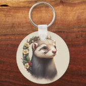 Cute Festive Ferret Sleutelhanger (Achterkant)