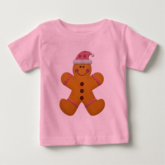 Cute Festive Gingerbrood Man in Pink (Voorkant)