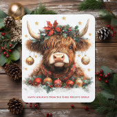 Cute Festive Highland Cow Happy Holidays Business Muismat