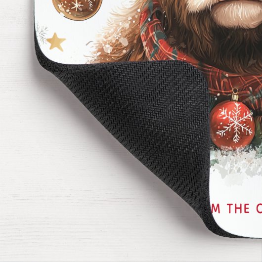 Cute Festive Highland Cow Happy Holidays Business Muismat (Hoek)