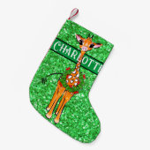 Cute festive Holiday Giraffe, Holly Wreator Kleine Kerstsok (Voorkant (Hangend))