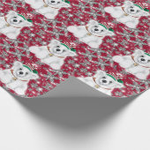 Cute festive holiday Polar bear glitter snowflakes Cadeaupapier (Hoek)