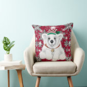 Cute festive holiday Polar bear glitter snowflakes Kussen (Stoel)