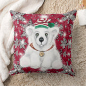 Cute festive holiday Polar bear glitter snowflakes Kussen (Deken)