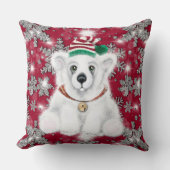 Cute festive holiday Polar bear glitter snowflakes Kussen (Voorkant)