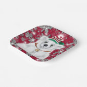 Cute festive holiday Polar bear glitter snowflakes Papieren Bordje (Gebogen)