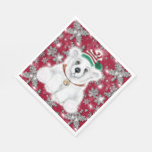 Cute festive holiday Polar bear glitter snowflakes Servet (Hoek)