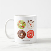 Cute Festive kerstdonuts, gepersonaliseerd Koffiemok (Links)