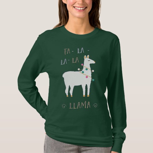 Cute Festive-kerstfeest-Feestdagen La-La Llama T-shirt (Voorkant)