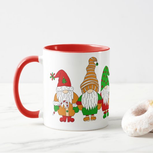 Cute Festive Kerstgnomen Mok (Met donut)