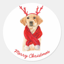 Cute Festive Kerstmis Labrador Puppy Ronde Sticker